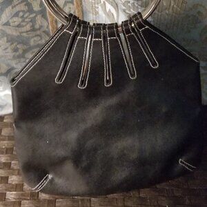 Chic Black Handbag with Silver Accents
